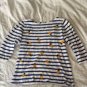 Striped Women’s Shirt with Embroidered Pineapple Design